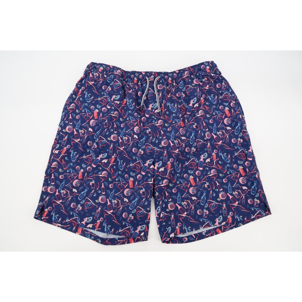 Peter Millar Seaside Mens XL Recipe For Disaster Shark Print‎ Swim Trunks Lined